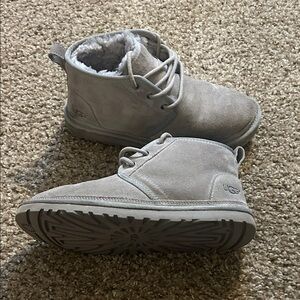 UGG Light Gray Suede Lace-Up Boots